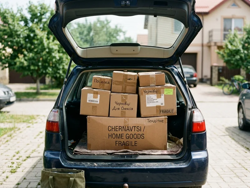 A car trunk loaded with packages ready for local delivery